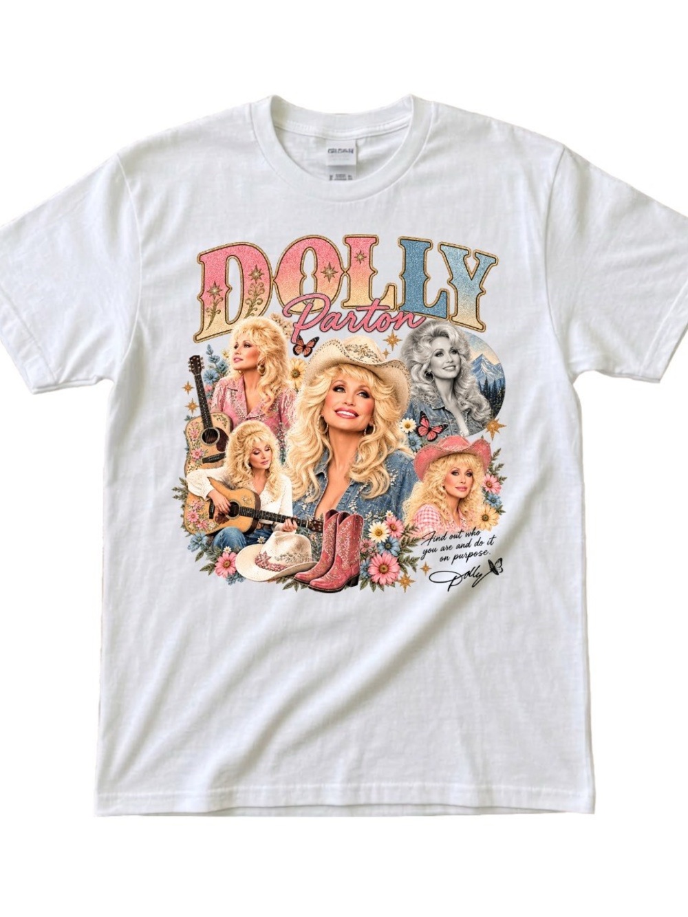 White Dolly Parton Country Cowgirl T-Shirt